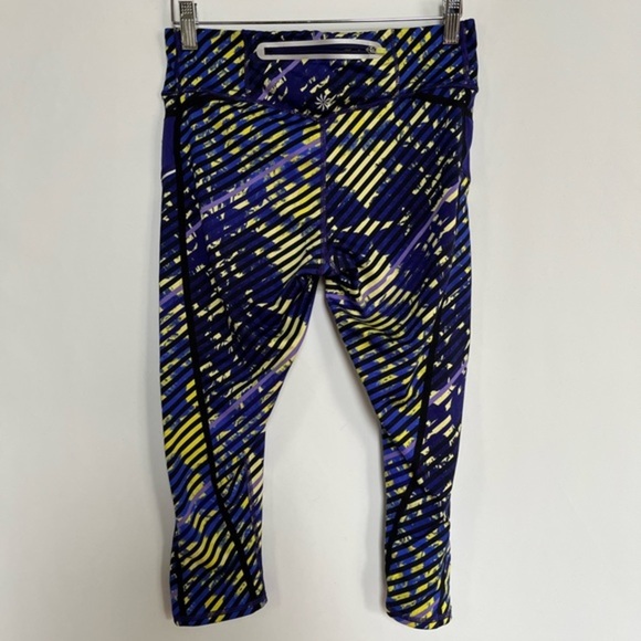 Athleta Capri Crop Lightweight Blue Yellow Leggings Size‎ S - Picture 8 of 12